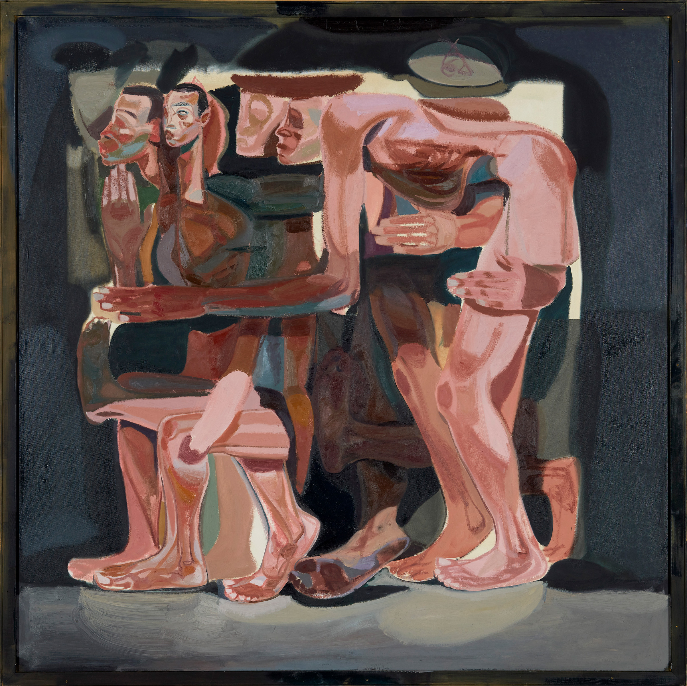 Tesfaye Urgessa, No Country For Young Men 17, oil paint on canvas. A vibrant expressionist figurative painting influenced by ethiopian iconography.