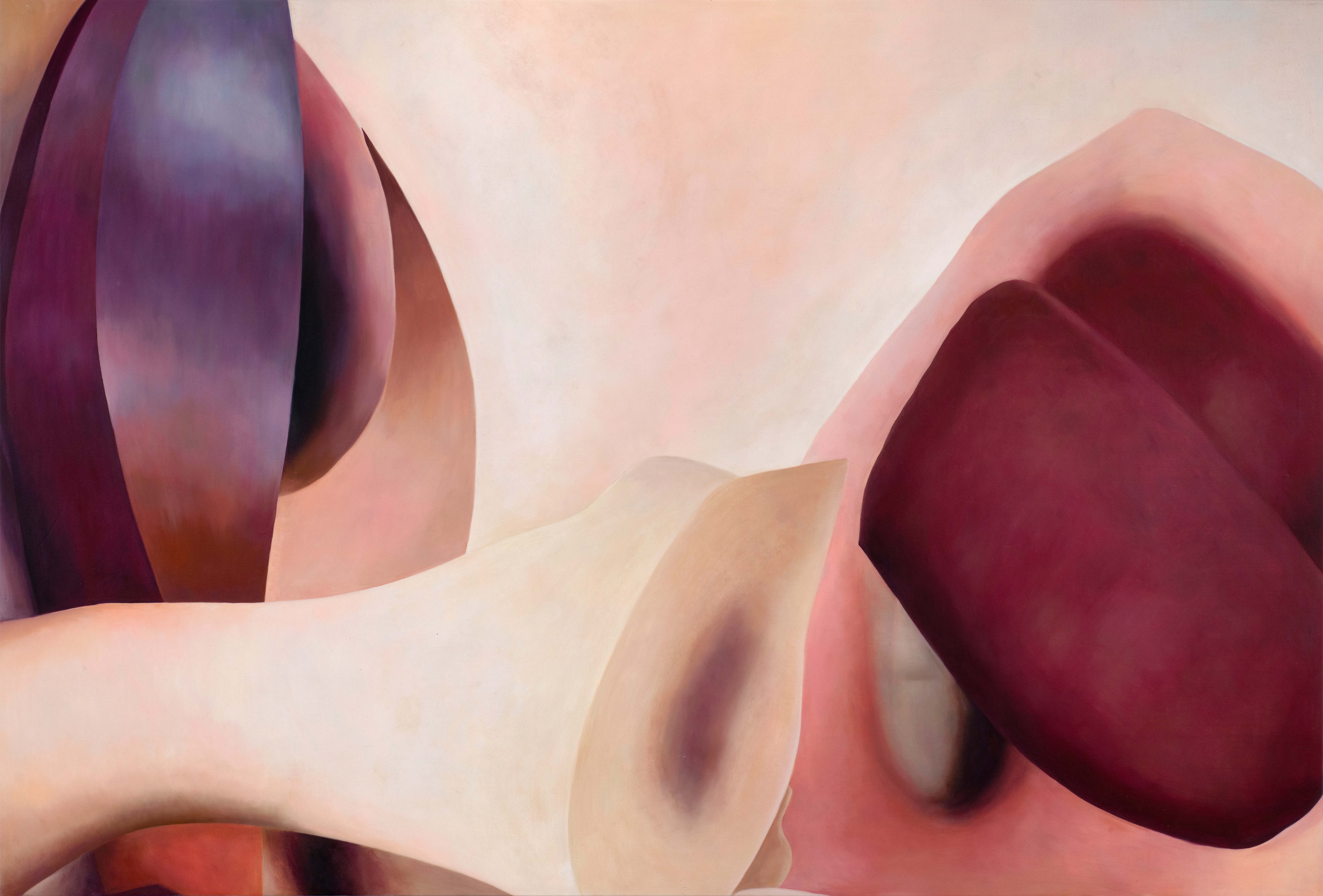 Angela Santana, Love Is Now, digitally manipulated found images, oil painted powerful, semi-nude female figures , disrupts male gaze