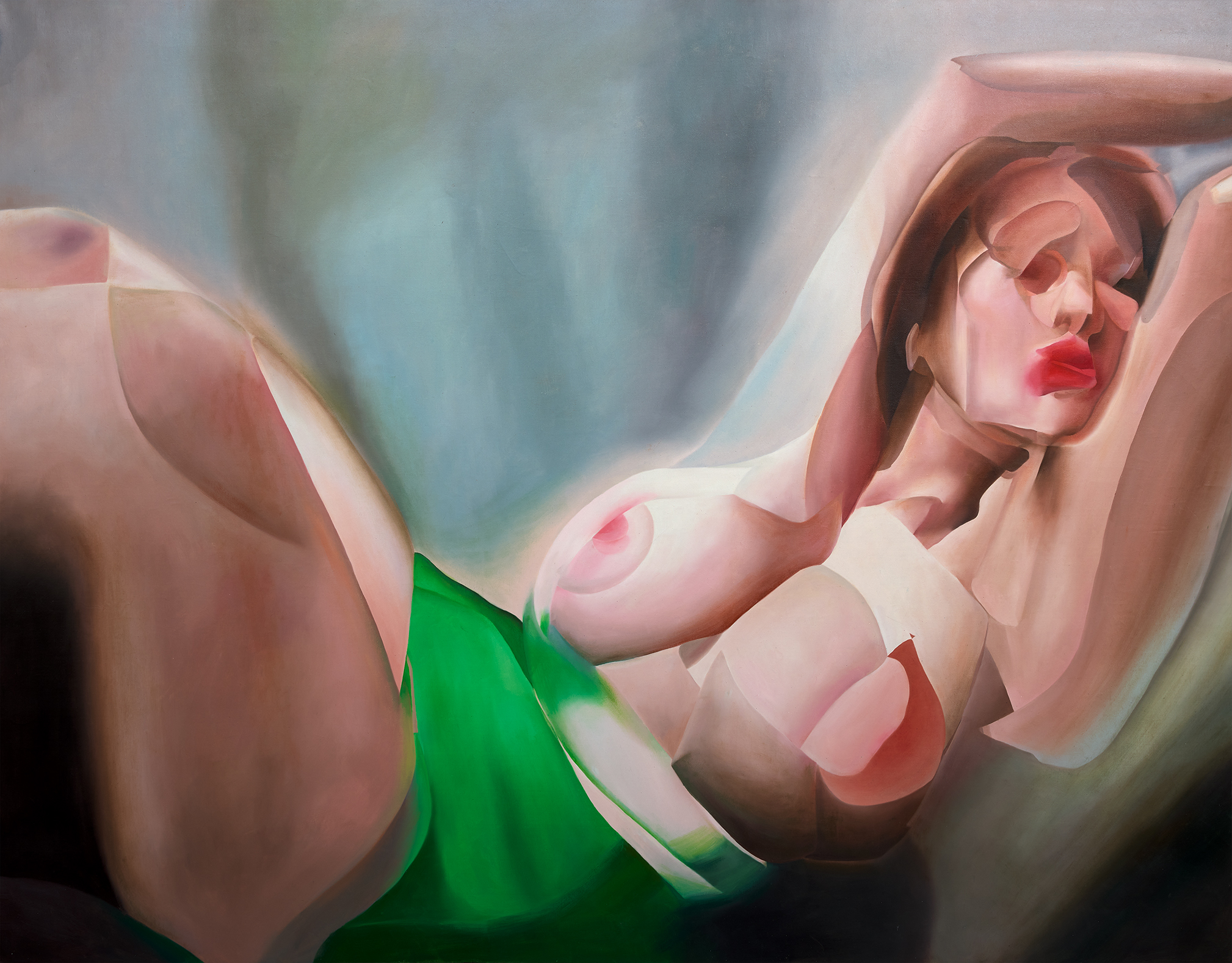 Angela Santana, On Being Bold, digitally manipulated found images, oil painted powerful, semi-nude female figures , disrupts male gaze