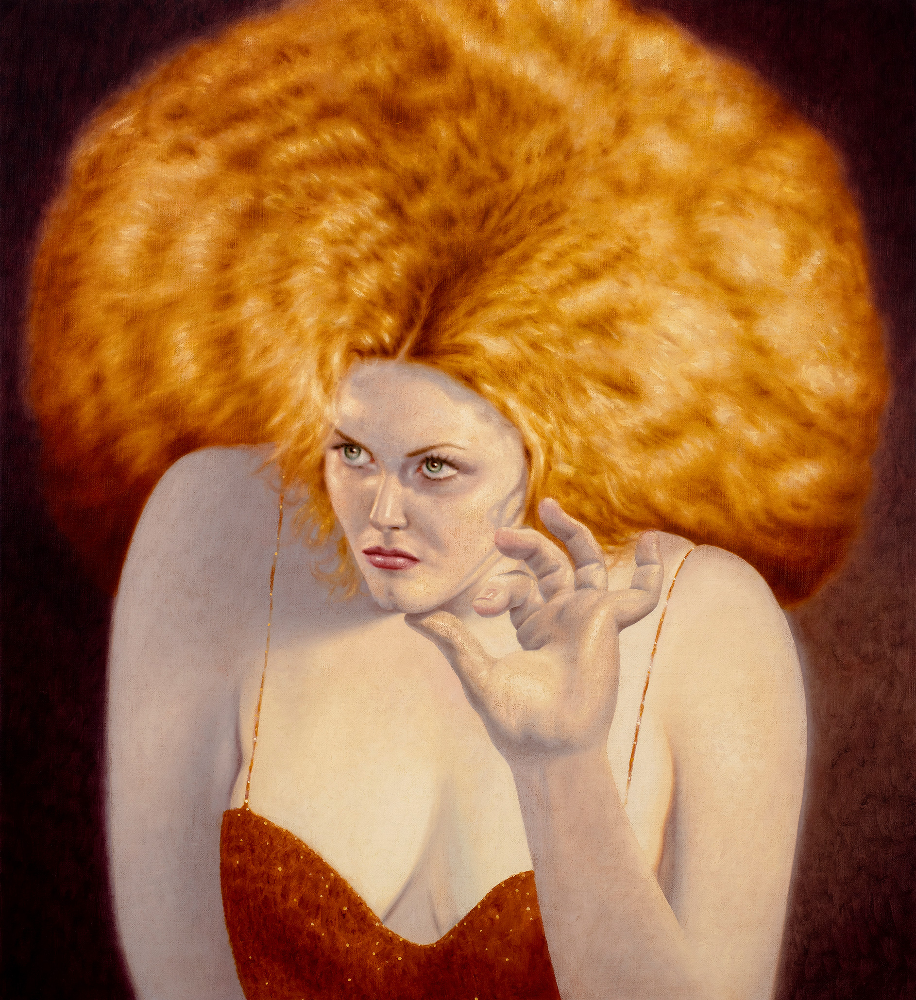 Benjamin Spiers, You Don’t Know Me, oil paint on linen. Distorted, dream-like characters inspired by surrealism and cubism by British artist.