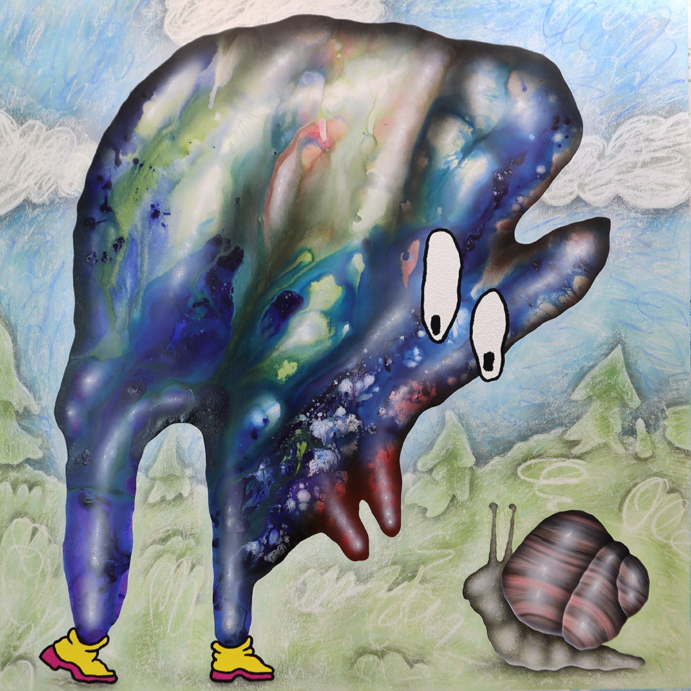 Bijijoo, Friends, 2023, oil, acrylic & pastel on canvas, 156 x 156 cm