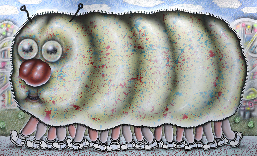 Bijijoo, Wiggler, 2022, oil & acrylic on canvas , 180 x 300 cm