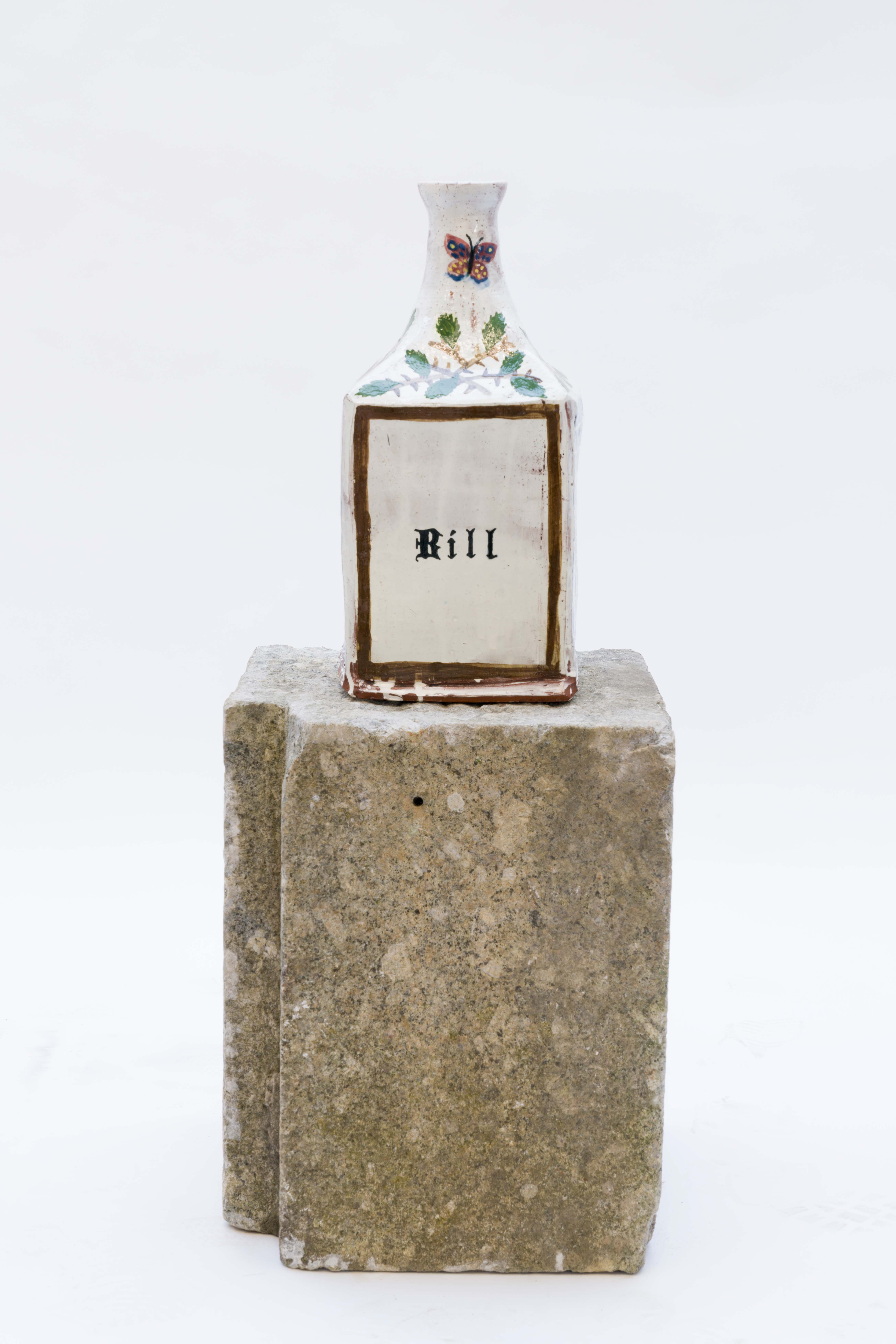 Danny Fox, Mine 2, cermic pot on granite plinth. A modern, fragmented abstraction of folklore and heritage from Cornwall.