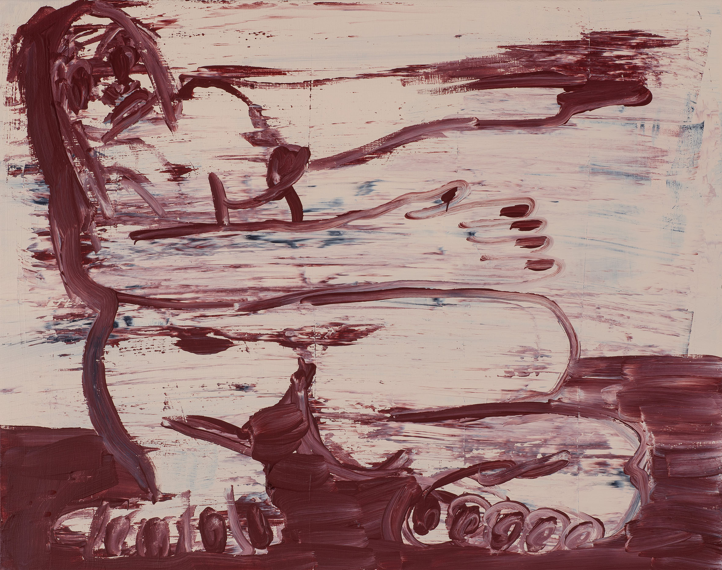 Kottie Paloma, Personal Riot, acrylic paint applied to canvas in an abstract expressionistic manner, influenced by cave paintings and other archetypal symbols.