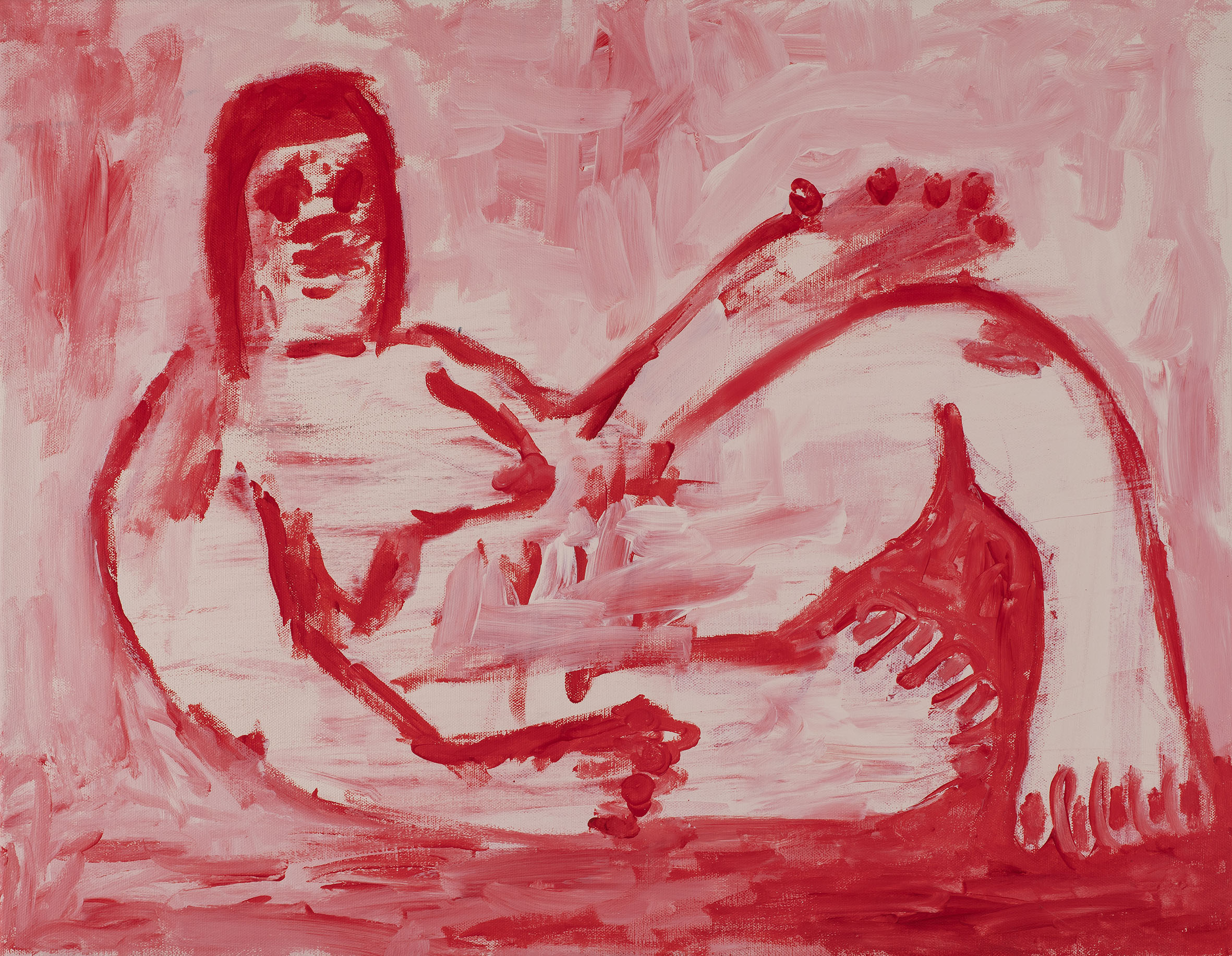 Kottie Paloma, She Don't Need No One, acrylic paint applied to canvas in an abstract expressionistic manner, influenced by cave paintings and other archetypal symbols.