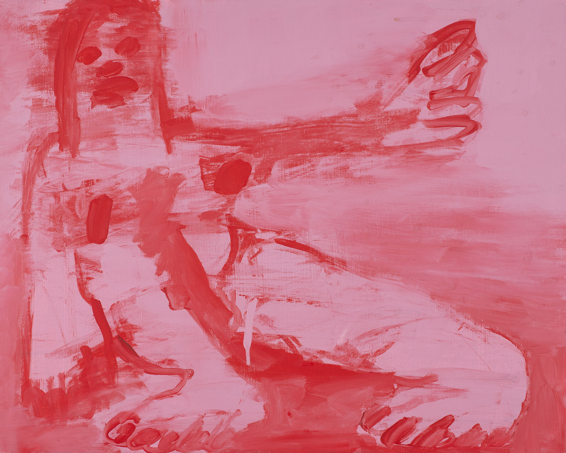Kottie Paloma, Cherry, acrylic paint applied to canvas in an abstract expressionistic manner, influenced by cave paintings and other archetypal symbols.