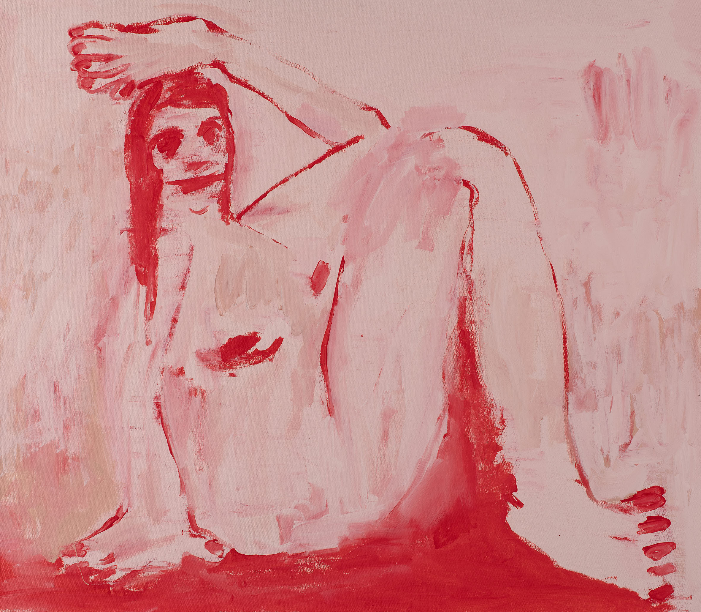 Kottie Paloma, Waiting For Spark, acrylic paint applied to canvas in an abstract expressionistic manner, influenced by cave paintings and other archetypal symbols.