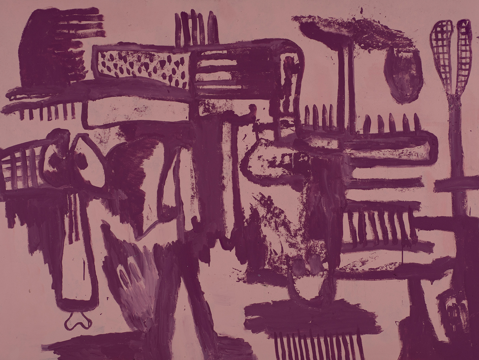 Kottie Paloma, Gut, acrylic paint applied to canvas in an abstract expressionistic manner, influenced by cave paintings and other archetypal symbols.