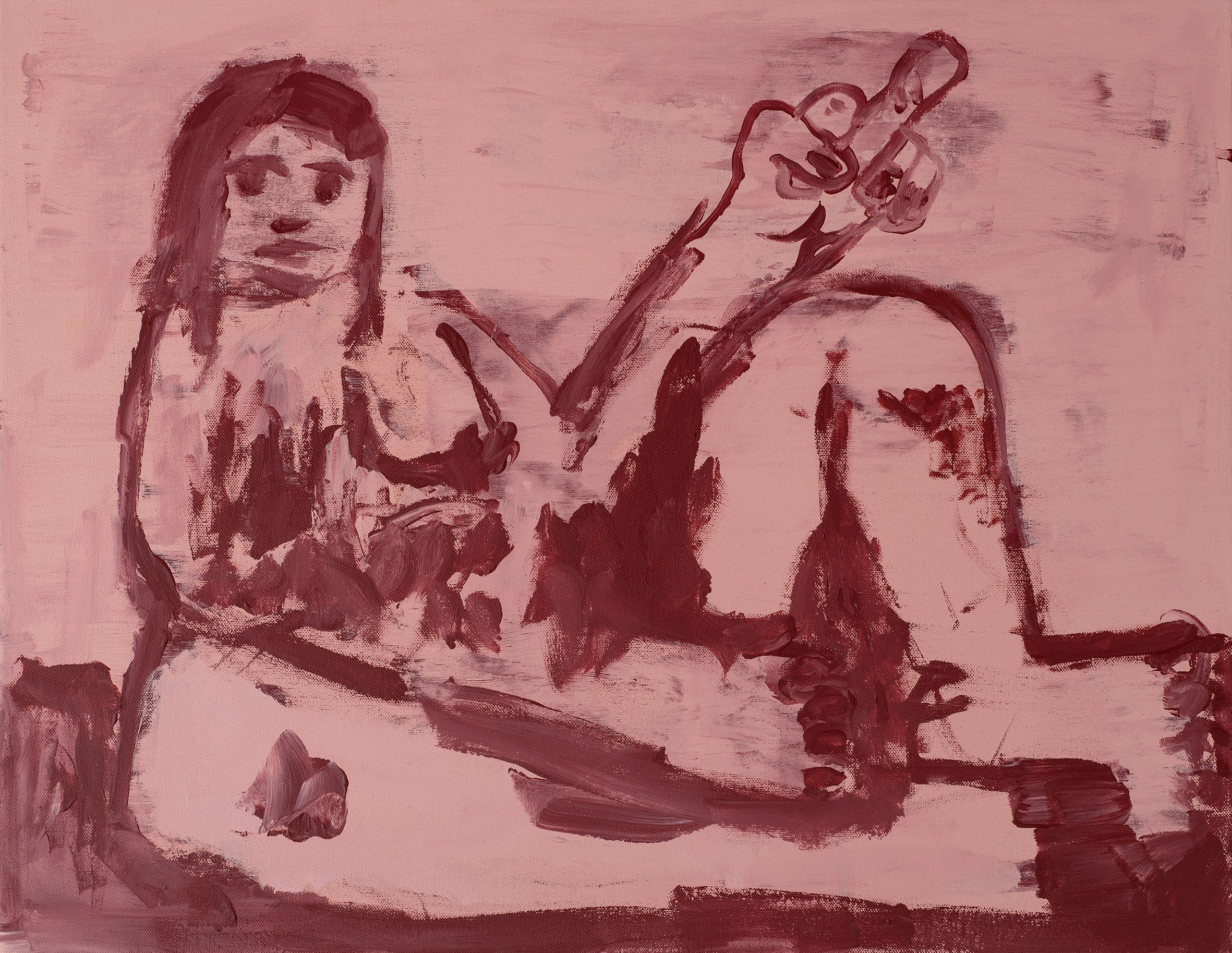 Kottie Paloma, Mandy From East Germany, acrylic paint applied to canvas in an abstract expressionistic manner, influenced by cave paintings and other archetypal symbols.