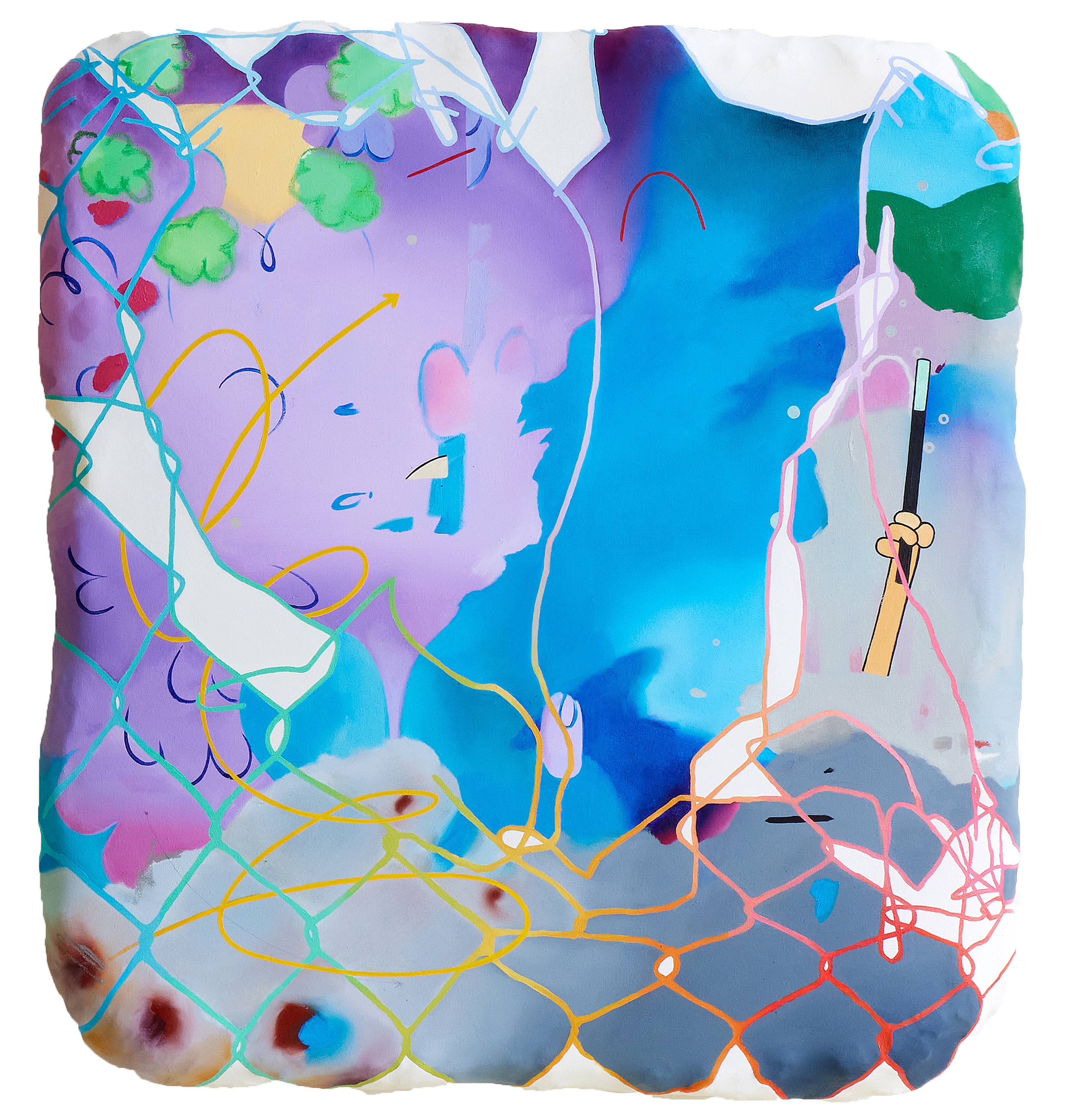 Nokukhany Langa, A Rattling in the Brain, oil and mixed media contemporary art, hypnotic, multicoloured spirals and gradients inspired by modern internet culture.