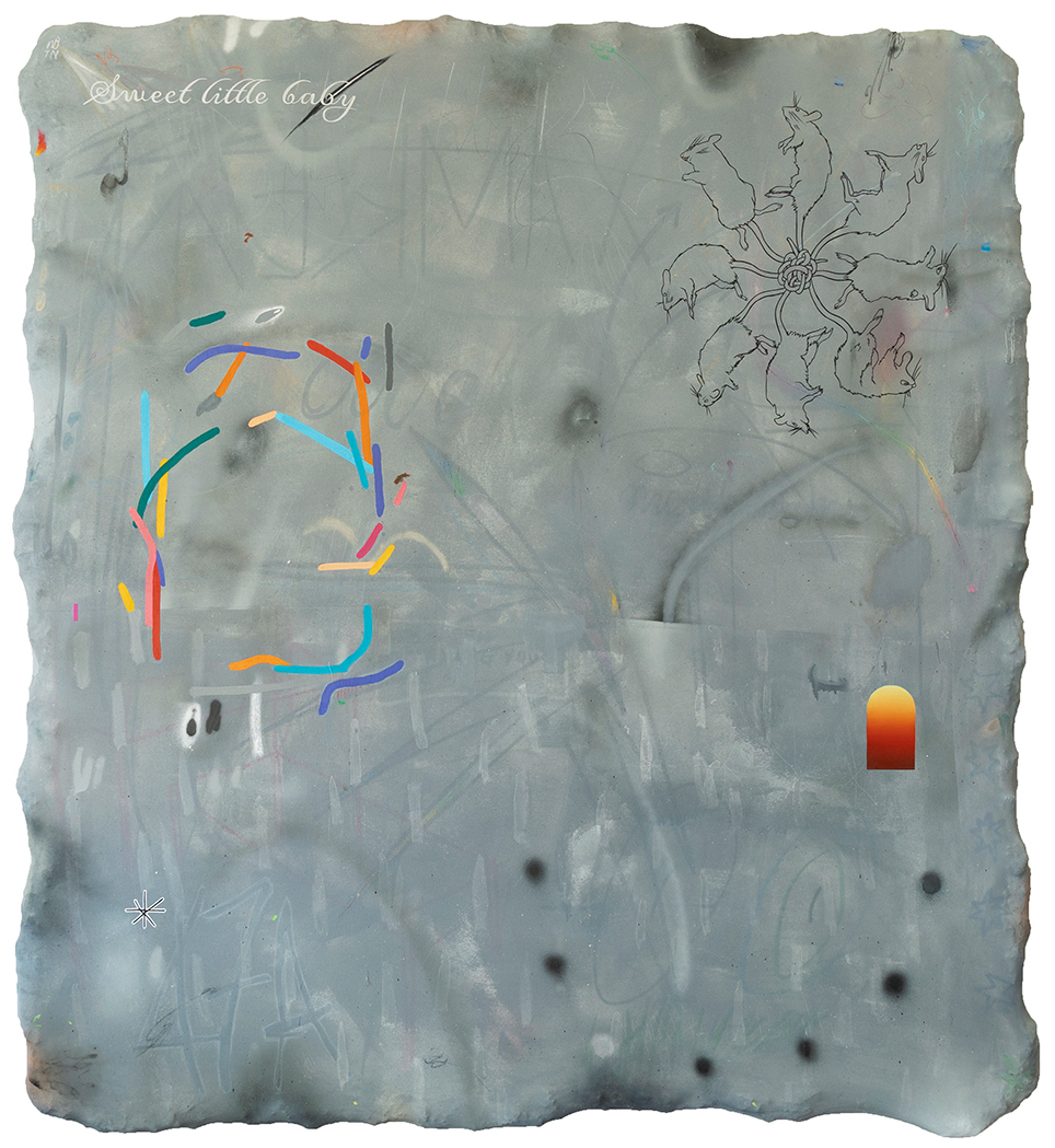 Nokukhanya Langa, Prince Charles Rd, oil and mixed media contemporary art, hypnotic, multicoloured spirals and gradients inspired by modern internet culture.