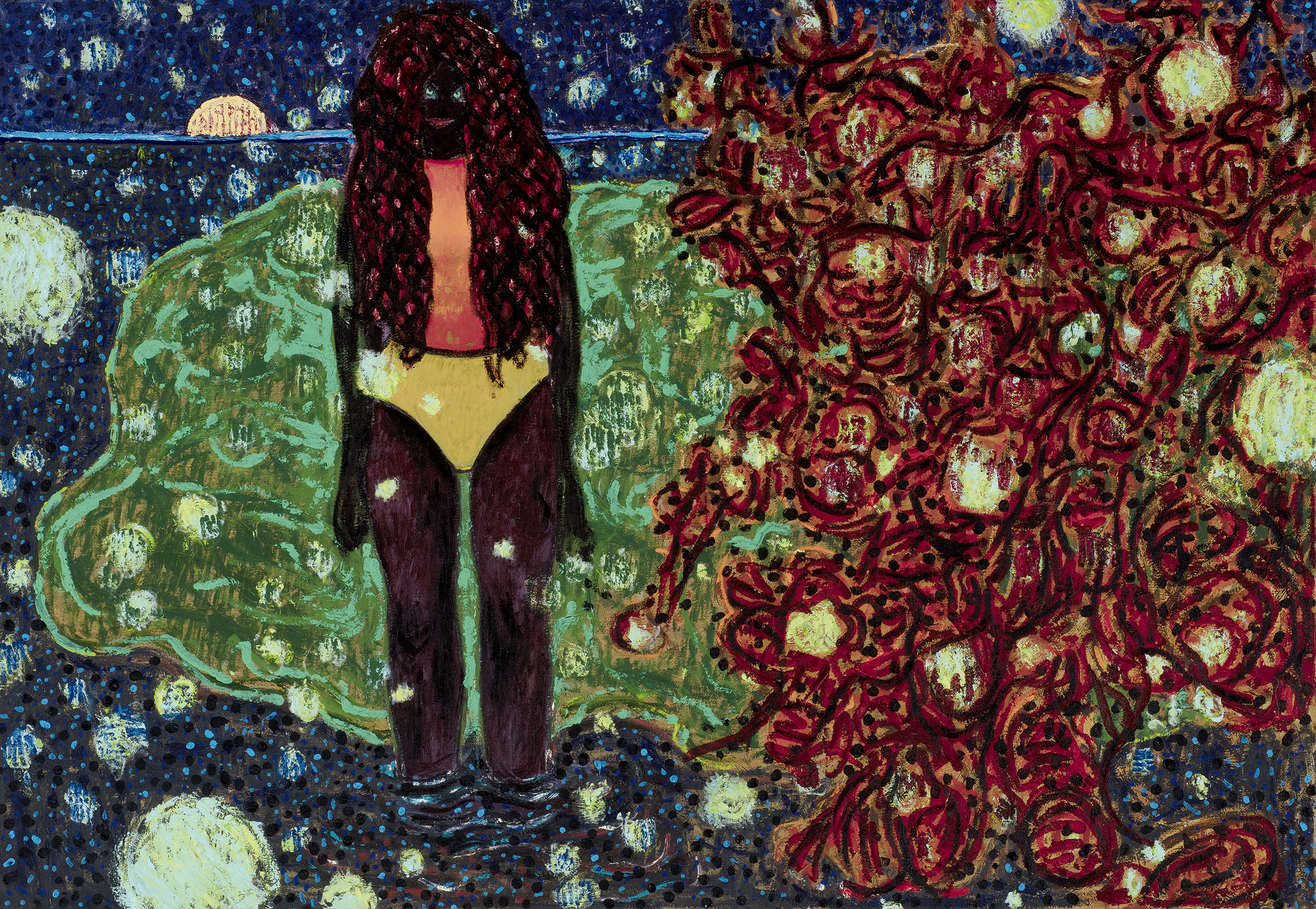 Omar El Lahib, new gods same nature, 2022, oil on canvas, 200 x 140 cm