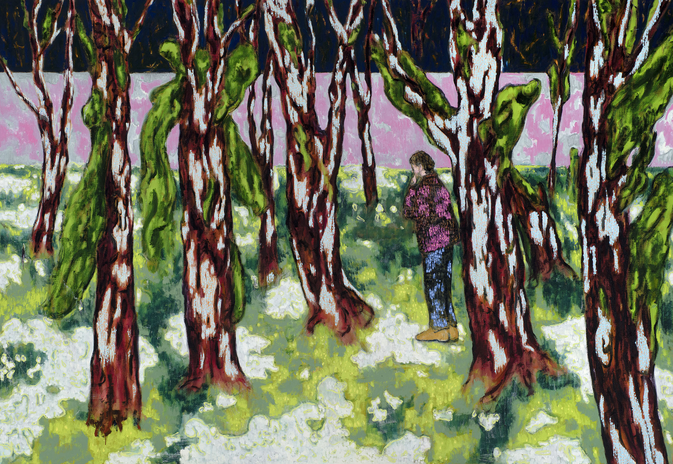 Omar El Lahib, thinker, 2022, oil on canvas, 160 x 230 cm
