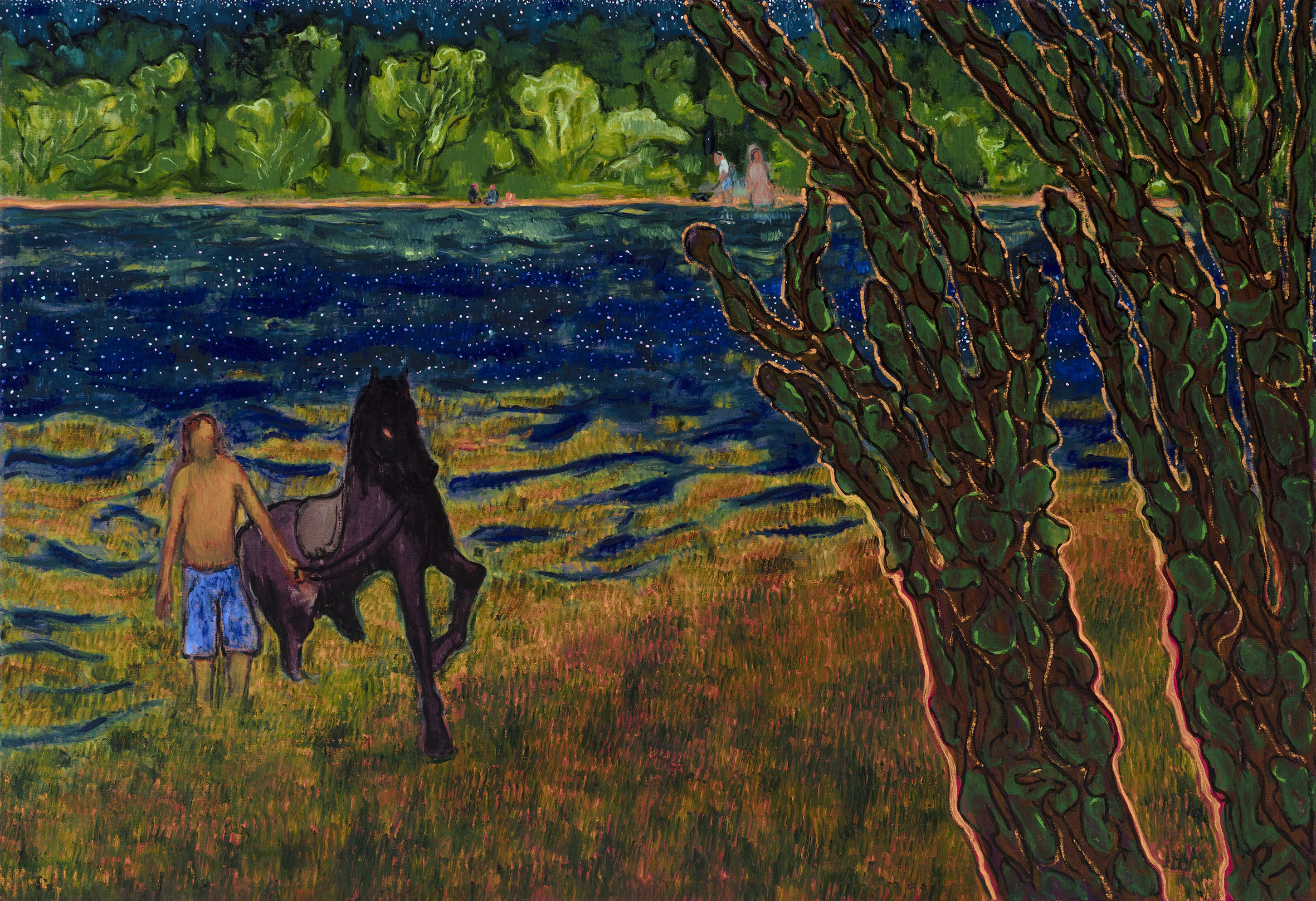 Omar El Lahib, returning traveler, 2022, oil on canvas, 160 x 230 cm