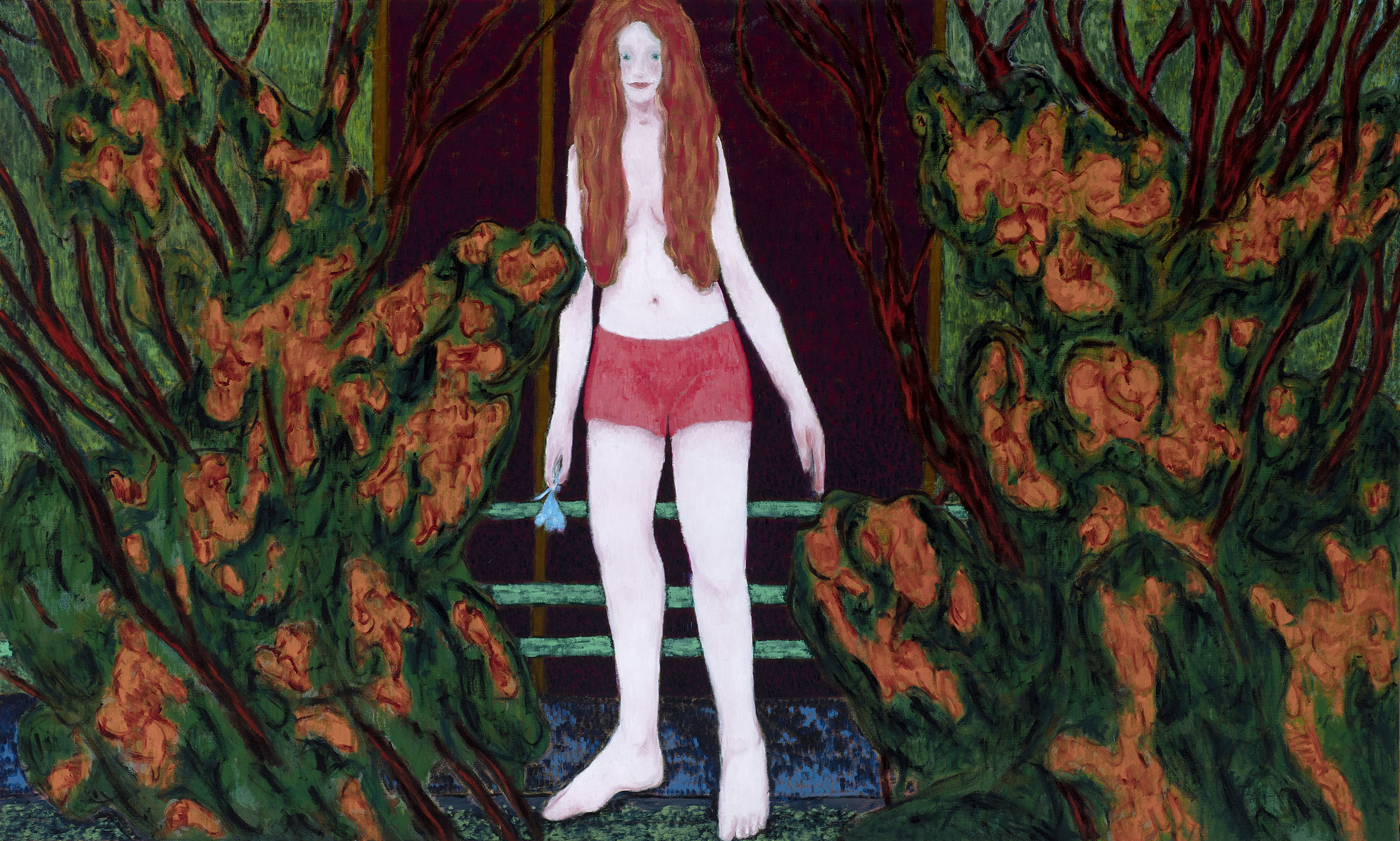Omar El Lahib, blue blossom, 2022, oil on canvas, 250 x 150 cm